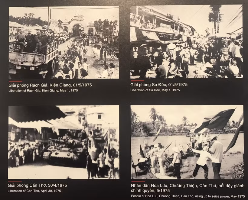 Một số hình ảnh giải phóng các tỉnh vùng cực Tây Nam của Tổ quốc trưng bày tại Bảo tàng lịch sử quân sự Việt Nam. Ảnh chụp lại: QUANG HƯNG