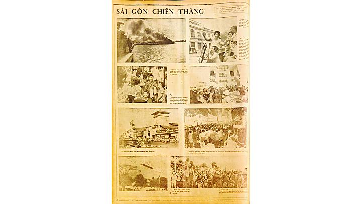 Hình ảnh Sài Gòn mừng chiến thắng trên báo Quân đội nhân dân ngày 5/5/1975. Tư liệu do nhà sưu tầm Nguyễn Phi Dũng lưu giữ.