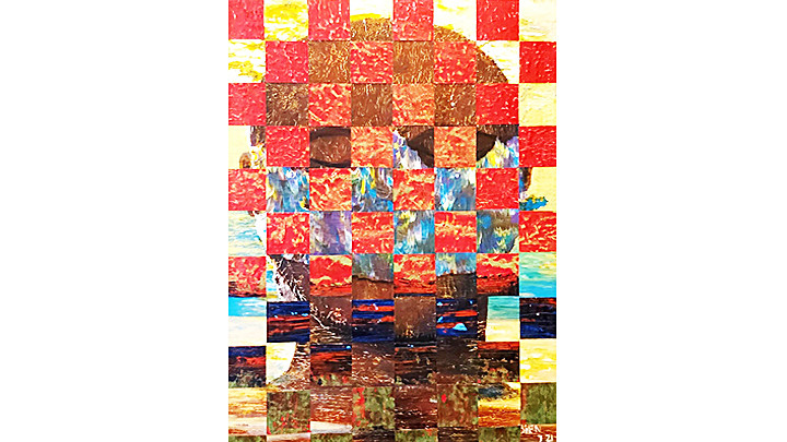 Bức tranh được tạo ra từ sự kết hợp giữa 2 bức tranh “Người đàn ông bị nhiễm Covid-19” và “Cuộc sống đỏ”.