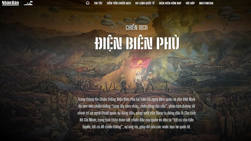 Giao diện Trang thông tin đặc biệt Chiến dịch Điện Biên Phủ trên Báo Nhân Dân.