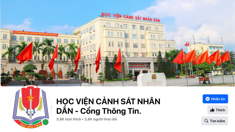 Giao diện của một tài khoản giả mạo Học viện Cảnh sát nhân dân. (Ảnh chụp màn hình)