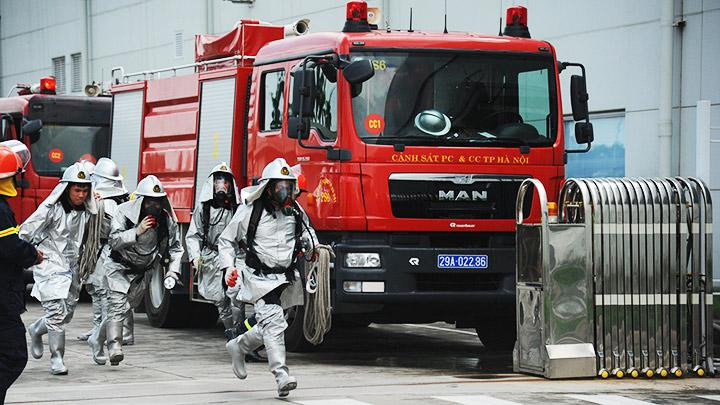 Tập huấn nâng cao công tác phòng cháy, chữa cháy. Ảnh: BỘ CÔNG AN