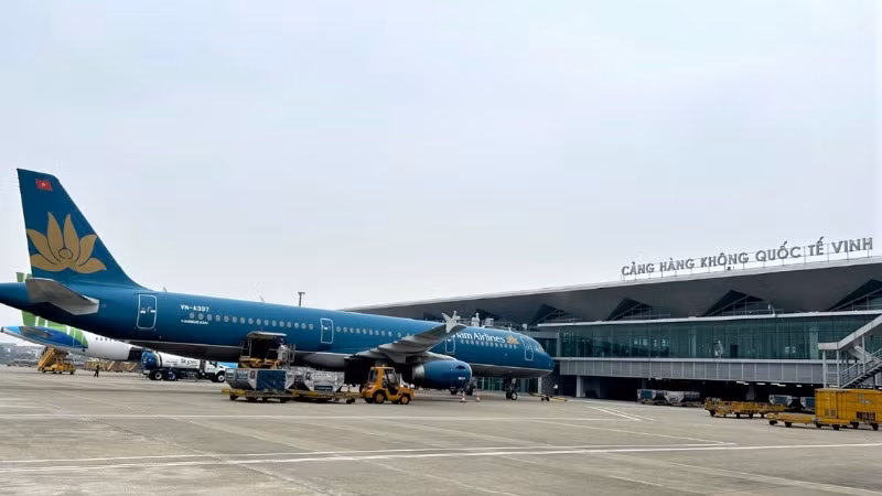 Sân bay Vinh hiện có công suất khai thác 3 triệu hành khách/năm; đủ năng lực phục vụ 1.000 hành khách/giờ. (Ảnh: CTV)