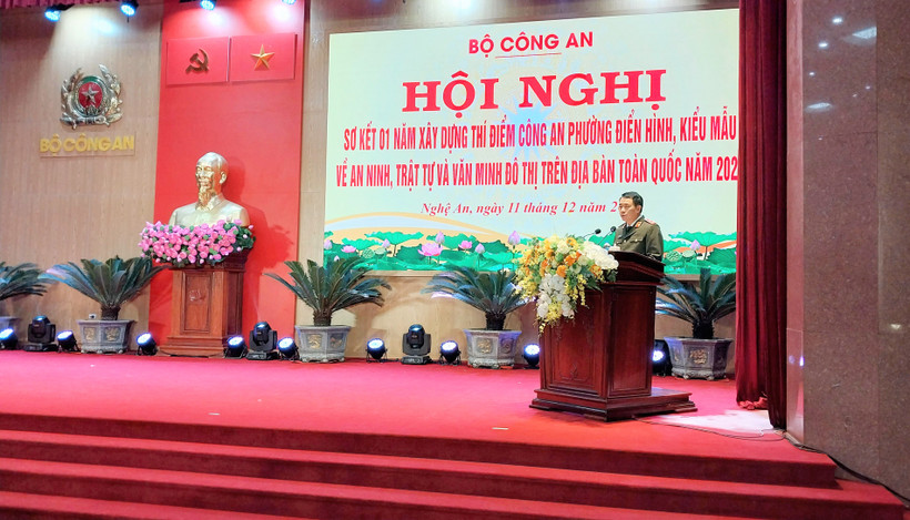 Trung tướng Lê Quốc Hùng, Thứ trưởng Công an phát biểu khai mạc Hội nghị.
