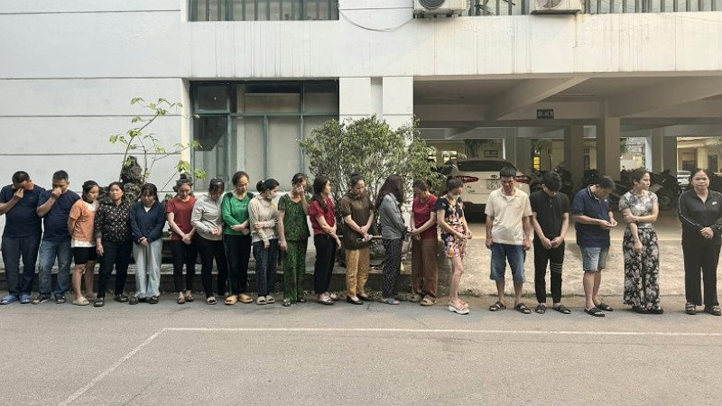 Các đối tượng trong đường dây đánh bạc. Ảnh: Công an Nghệ an cung cấp.