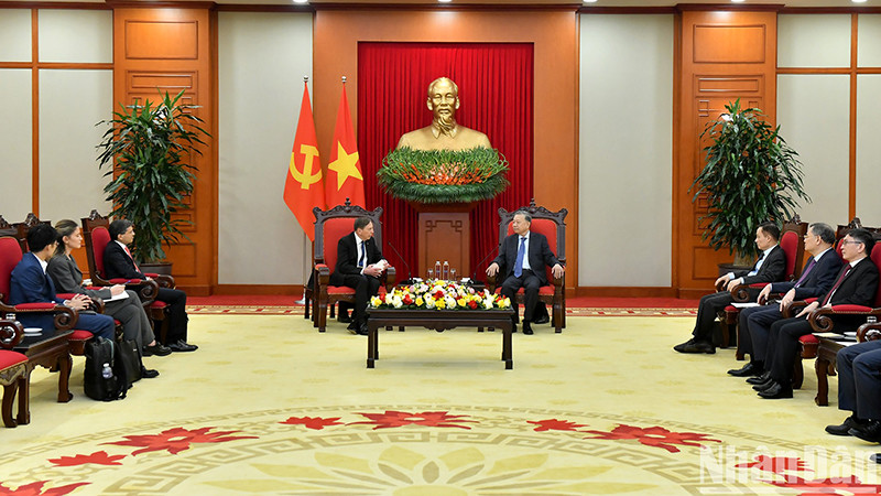 Quang cảnh buổi tiếp tại Trụ sở Trung ương Đảng. (Ảnh: ĐĂNG KHOA)