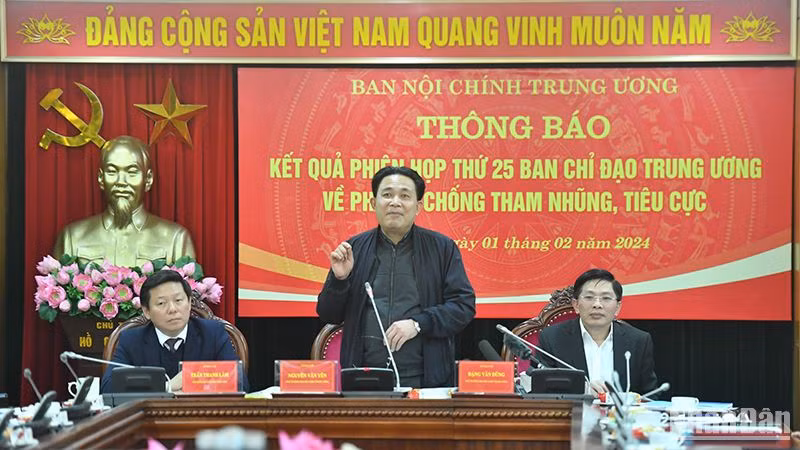 Đồng chí Nguyễn Văn Yên, Phó Trưởng Ban Nội chính Trung ương phát biểu tại buổi làm việc. (Ảnh: ĐĂNG KHOA)
