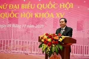 Chủ tịch Quốc hội Trần Thanh Mẫn phát biểu tại hội nghị. (Ảnh: DUY LINH)