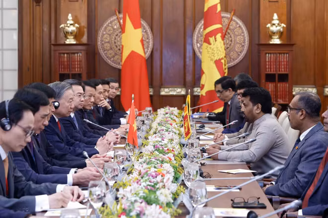 Tổng Bí thư, Chủ tịch nước Tô Lâm và Tổng thống Sri Lanka Anura Kumara Dissanayake hội đàm. (Ảnh: Thống Nhất – TTXVN)