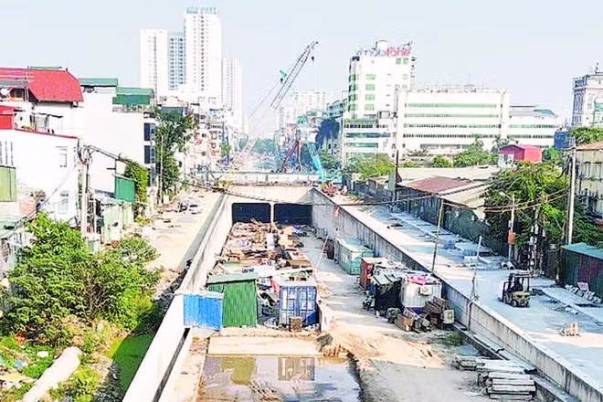 Dự án hầm chui nút giao Giải Phóng-Kim Đồng cơ bản hoàn thành.