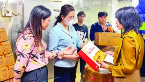 Đoàn kiểm tra của thành phố Hà Nội giám sát việc chấp hành quy định về an toàn thực phẩm tại Công ty TNHH Chế biến thực phẩm Đông Đô.
