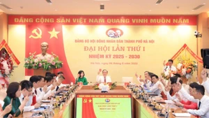 Các đại biểu biểu quyết thông qua Nghị quyết Đại hội Đảng bộ Hội đồng nhân dân thành phố Hà Nội lần thứ I, nhiệm kỳ 2025-2030.