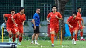 Ảnh minh họa: Các cầu thủ U23 Việt Nam tập luyện trước trận đấu với U23 Campuchia. (Ảnh: VFF)