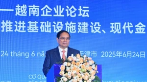 Thủ tướng Chính phủ Phạm Minh Chính phát biểu ý kiến tại Diễn đàn Kết nối Doanh nghiệp Việt Nam-Trung Quốc. (Ảnh: THANH GIANG)