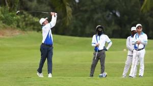 Các vận động viên thi đấu tại giải Golf “Tôi yêu Việt Nam”. (Ảnh: TẤN THẠNH)