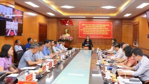 Điểm cầu phía tỉnh Lai Châu tại buổi làm việc với Đoàn công tác.