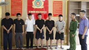 Các đối tượng trong đường dây trộm cắp và tiêu thụ xe gian bị bắt giữ. Ảnh: Công an Nghệ An.