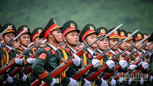 [Ảnh] Hình ảnh các chiến sĩ trong buổi tổng hợp luyện diễu binh, diễu hành lần hai sự kiện A80