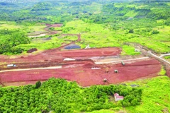 Khu vực giải phóng mặt bằng dự án hồ Đắk Gang, xã Đắk Mil nhìn từ trên cao.