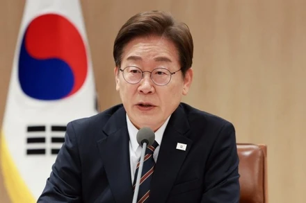 Tổng thống Hàn Quốc Lee Jae Myung phát biểu.(Ảnh: TTXVN)