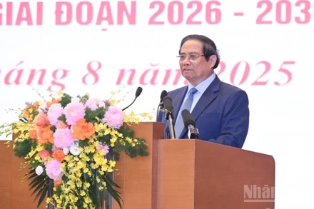 Thủ tướng Chính phủ Phạm Minh Chính phát biểu ý kiến tại Hội nghị. (Ảnh: TRẦN HẢI)