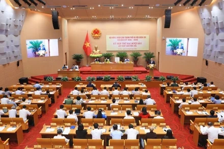 Quang cảnh Kỳ họp thứ 26 của Hội đồng nhân dân thành phố Hà Nội. (Ảnh: ND)
