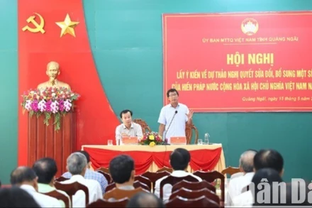 Ủy ban Mặt trận Tổ quốc Việt Nam tỉnh Quảng Ngãi tổ chức Hội nghị lấy ý kiến về dự thảo Nghị quyết sửa đổi, bổ sung một số điều của Hiến pháp năm 2013.