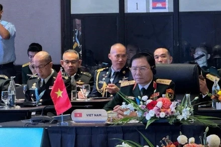 Đại tướng Nguyễn Tân Cương, Tổng Tham mưu trưởng Quân đội Nhân dân Việt Nam, tại Hội nghị ACDFM-22. (Ảnh: TTXVN)