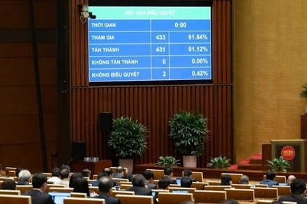 Quốc hội thông qua Nghị quyết. (Ảnh: DUY LINH)