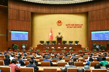 Với đa số đại biểu Quốc hội biểu quyết tán thành, Quốc hội thông qua Luật Quản lý thuế (sửa đổi). (Ảnh: DUY LINH)