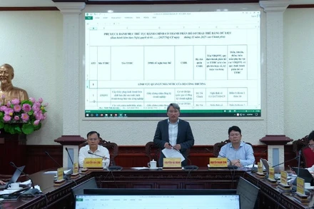 Bộ trưởng Tư pháp Nguyễn Hải Ninh chủ trì cuộc họp liên quan đến cắt giảm, đơn giản hóa thủ tục hành chính dựa trên dữ liệu. Ảnh: TL)