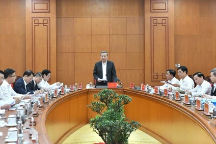 Tổng Bí thư Tô Lâm chủ trì Cuộc họp Thường trực Ban Chỉ đạo Trung ương về phòng, chống tham nhũng, lãng phí, tiêu cực, ngày 25/3/2025. (Ảnh: ĐĂNG KHOA)