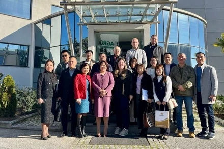 Đại sứ Phạm Thị Thu Hương cùng cán bộ Đại sứ quán Việt Nam tại Hy Lạp và đại diện doanh nghiệp Hy Lạp tham dự các hoạt động kết nối. (Ảnh: Đại sứ quán Việt Nam tại Hy Lạp)