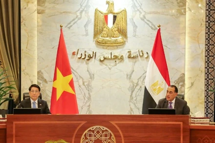 Chủ tịch nước Lương Cường hội kiến Thủ tướng Ai Cập Mostafa Madbouly. (Ảnh: XUÂN KỲ)