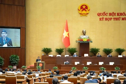 Quốc hội làm việc tại hội trường. (Ảnh: QH