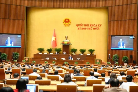 Quốc hội họp phiên toàn thể tại hội trường chiều 24/11. (Ảnh: DUY LINH)