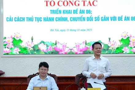 Cục trưởng Cảnh sát Quản lý hành chính về trật tự xã hội Vũ Văn Tấn phát biểu tại buổi làm việc. (Ảnh: TL)