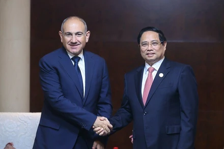 Thủ tướng Chính phủ Phạm Minh Chính và Thủ tướng Armenia Nikol Pashinyan. (Ảnh: Nhật Bắc/VGP)