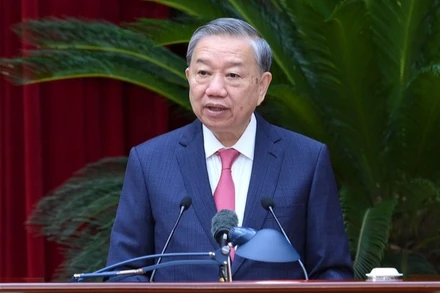 Tổng Bí thư Tô Lâm phát biểu bế mạc Hội nghị. (Ảnh: ĐĂNG KHOA)