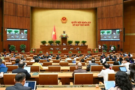 Quốc hội làm việc tại hội trường. (Ảnh: DUY LINH)