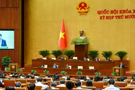 Quốc hội làm việc tại hội trường nghe báo cáo công tác nhiệm kỳ 2021-2026 của Viện Kiểm sát nhân dân tối cao. (Ảnh: DUY LINH)