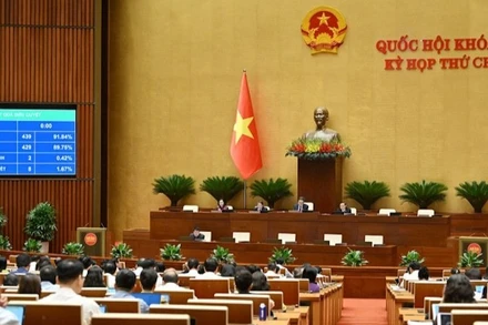 Quốc hội biểu quyết thông qua Luật sửa đổi, bổ sung một số điều của Bộ luật Hình sự. (Ảnh: THỦY NGUYÊN)