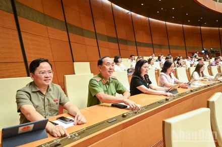 Đại biểu Quốc hội bấm nút thông qua Luật Quản lý và đầu tư vốn Nhà nước tại doanh nghiệp. (Ảnh: DUY LINH)