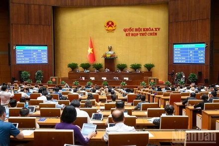 Quốc hội làm việc tại hội trường. (Ảnh: DUY LINH)