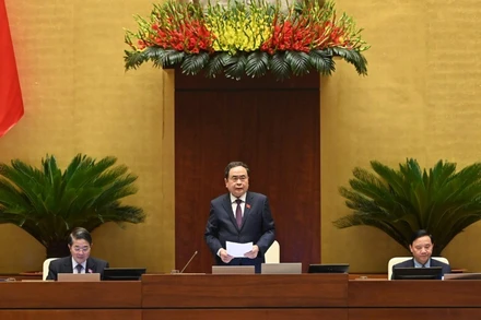 Chủ tịch Quốc hội Trần Thanh Mẫn phát biểu tại phiên chất vấn và trả lời chất vấn. (Ảnh: DUY LINH)