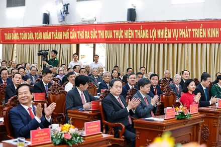 Chủ tịch Quốc hội Trần Thanh Mẫn và đại biểu dự Lễ công bố. (Ảnh: TTXVN)