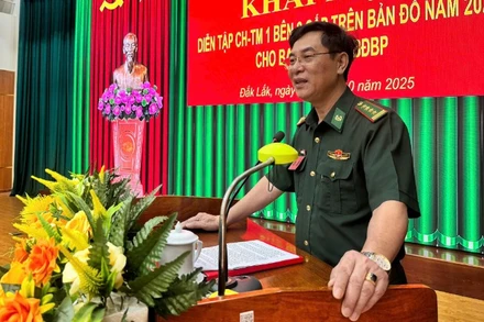 Đắk Lắk Đại Tá Nguyễn Văn Lĩnh, Phó Chỉ Huy Trưởng Bộ Chỉ Huy Quân Sự Tỉnh Đắk Lắk Phát Biểu Khai Mạc Diễn Tập.