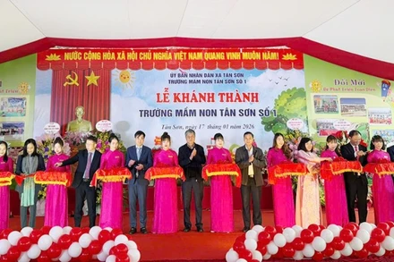 Trường mầm non Tân Sơn số 1-công trình chào mừng Đại hội Đảng toàn quốc lần thứ XIV được khánh thành ngày 17/1/2026.
