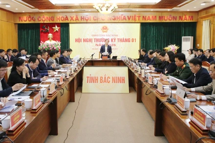 Quang cảnh hội nghị giao ban thường kỳ tháng 1/2026 của Ủy ban nhân dân tỉnh Bắc Ninh.
