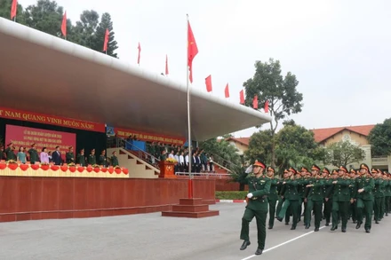 Các lực lượng tham gia duyệt đội ngũ tại Lễ ra quân huấn luyện năm 2026.